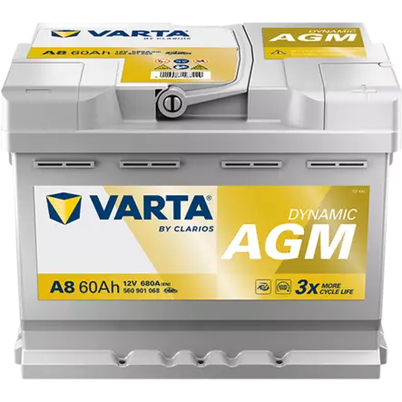 Varta Start Stop AGM A8 XEV12V 60Ah 680A - Varta käynnistysakut - 4016987165508 - 1
